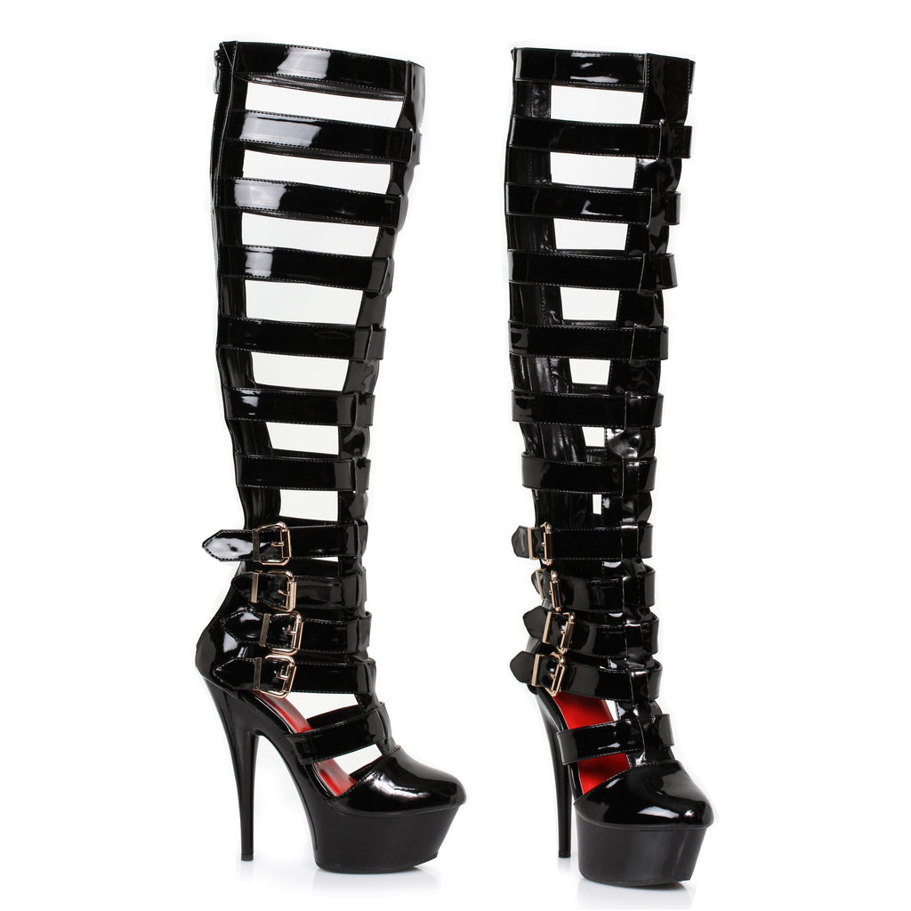 strappy knee high heels