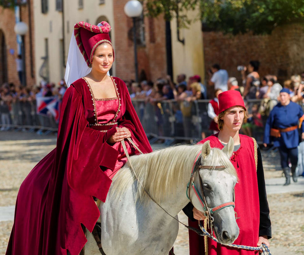 Medieval ladies on horseback