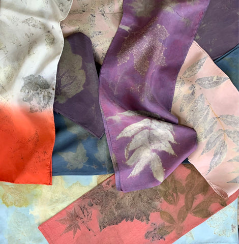 Eco-Friendly Dyed Handmade Scarves w/Deadstock Kimono Silk Liners Yokodana