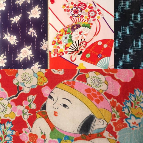 Authentic antique and vintage Japanese fabrics by piece, 1920s to 1970s