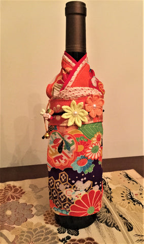 tsumami zaiku, hand-made gift cover, one of a kind from YokoDana vintage kimono fabrics