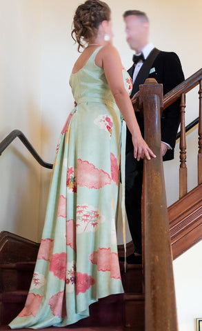 Pam T., Canada & Groom, wedding dress from kimono