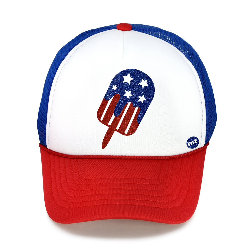 #TEAMUSA 2020 Women's Trucker Hat RWB/red and Blue Glitter