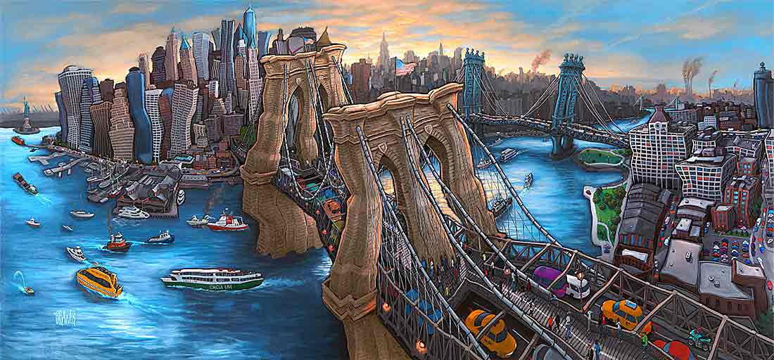 Brooklyn Bridge New York Original Painting Michael Birawer