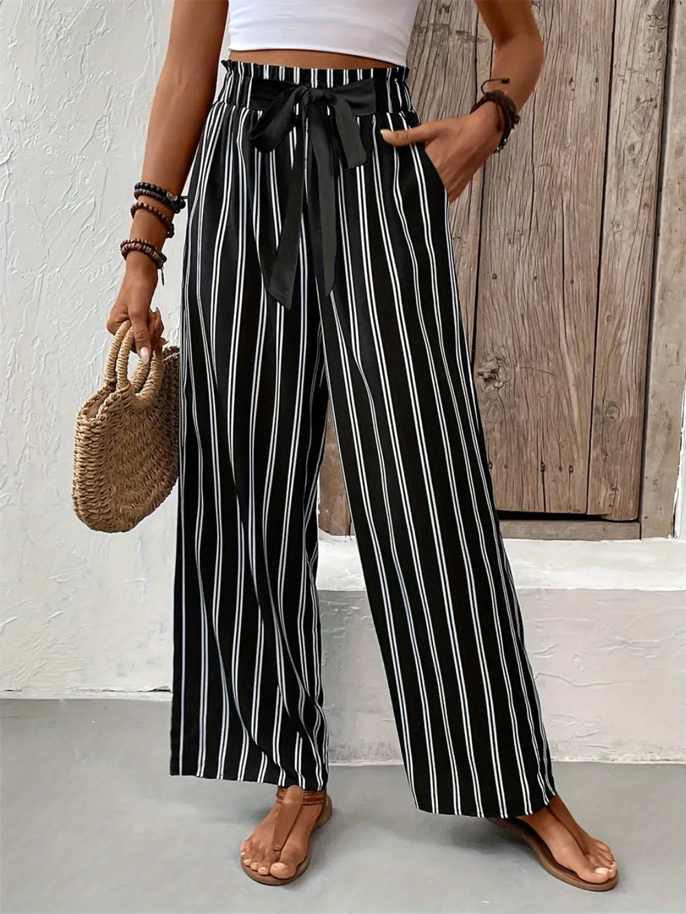 Amelia Striped High Waist Wide Leg Pants