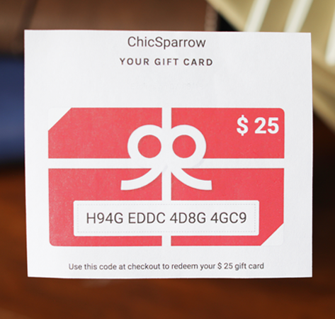 Chic Sparrow Leather Gift Card