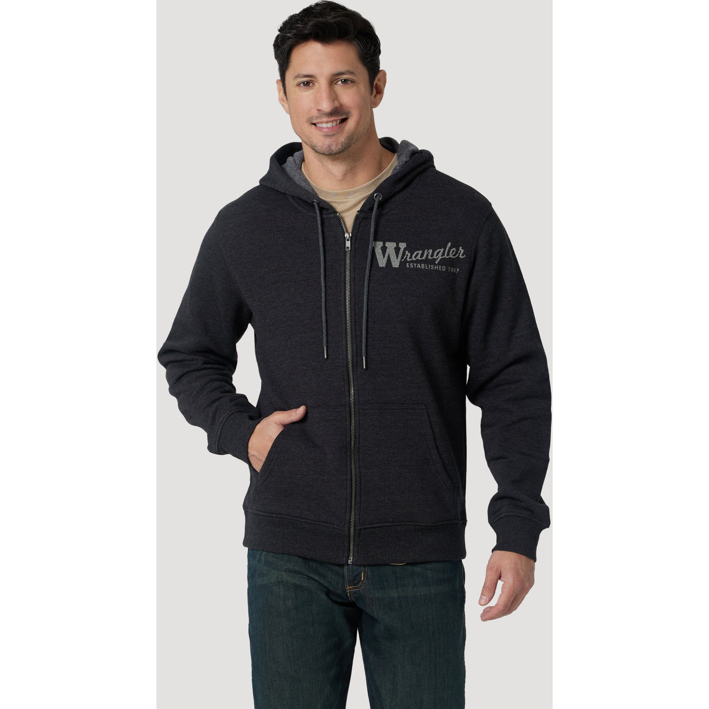 Wrangler Men's Charcoal 1947 Logo Full Zip Hoodie – West 20 Saddle Co.