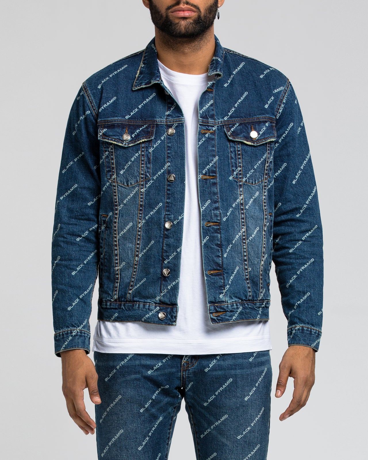 black pyramid checkered denim jacket