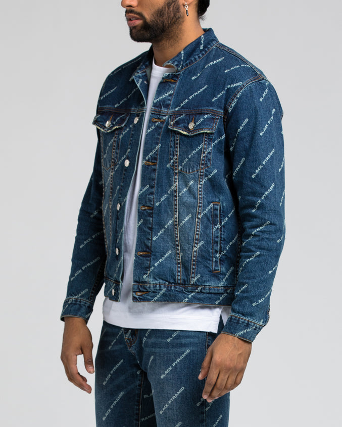 black pyramid checkered denim jacket