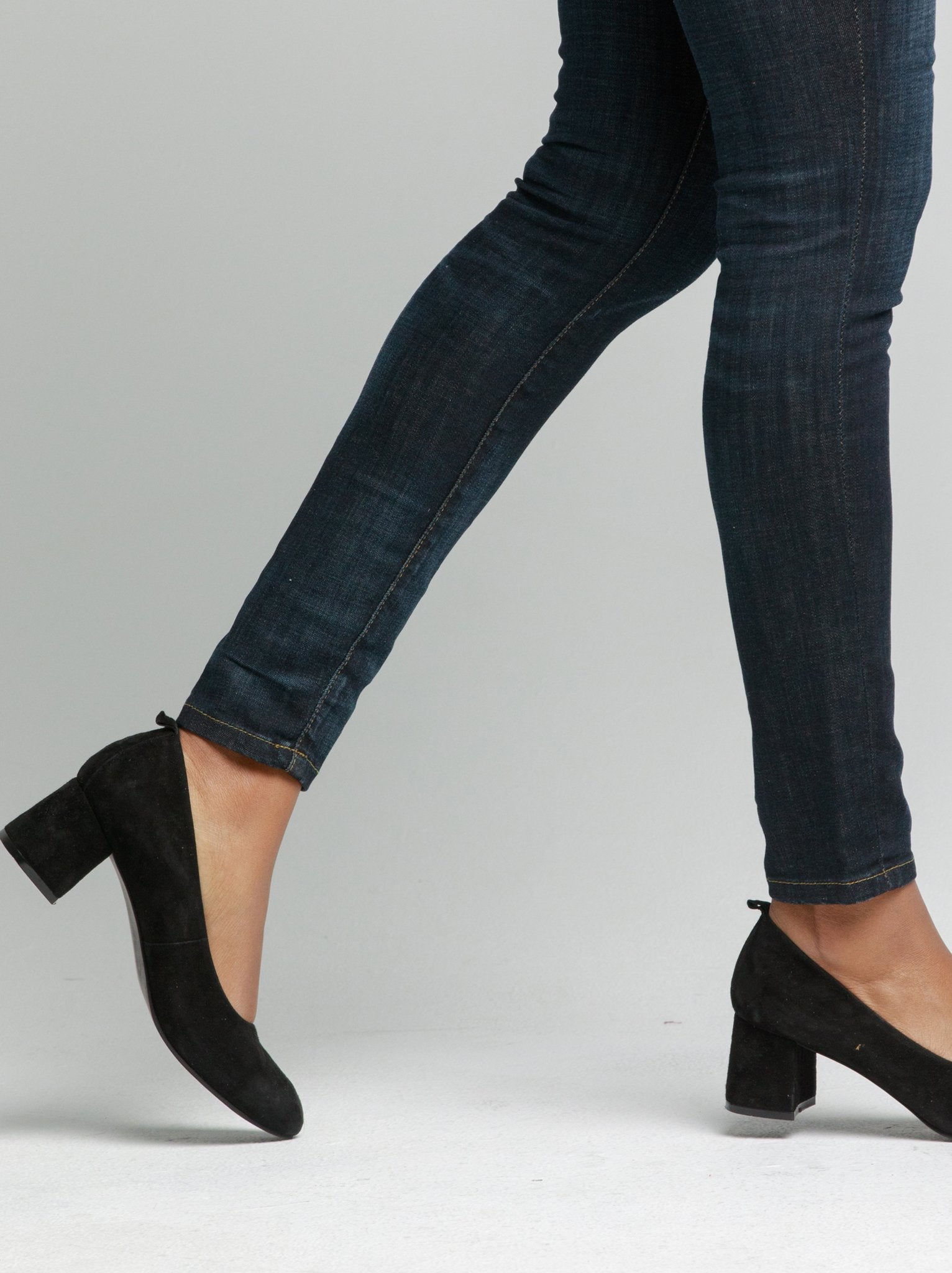 black suede block heel shoes