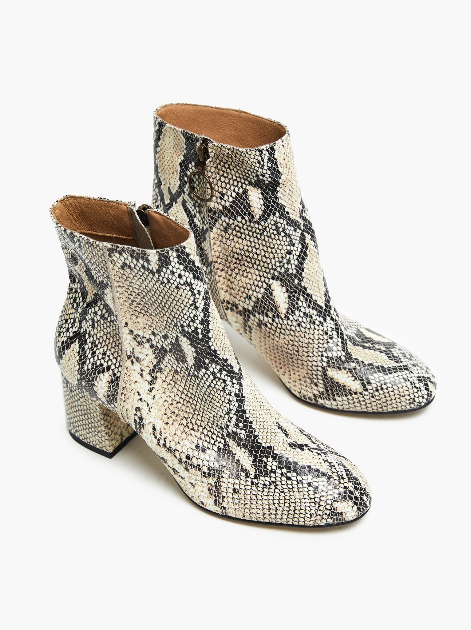 snake ankle boots