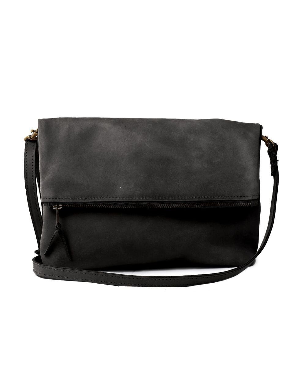 black fold over crossbody bag