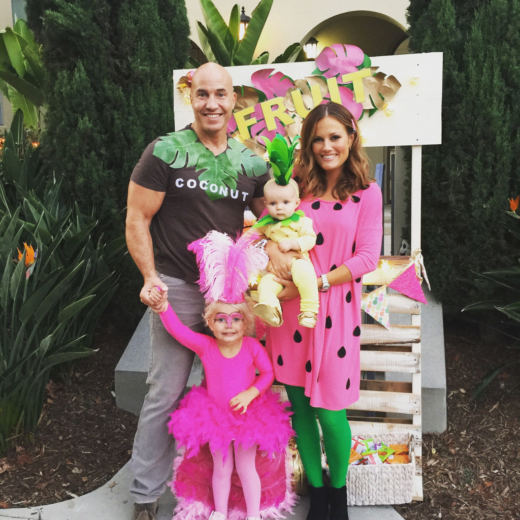 DIY Tropical Family Halloween (DIY Flamingo + Fruit Costumes) | Bashery ...