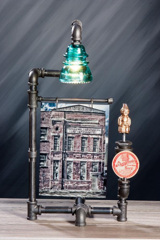 Dutch Boy & Signage on Building - Table Lamp,Steampunk lamp,Rustic