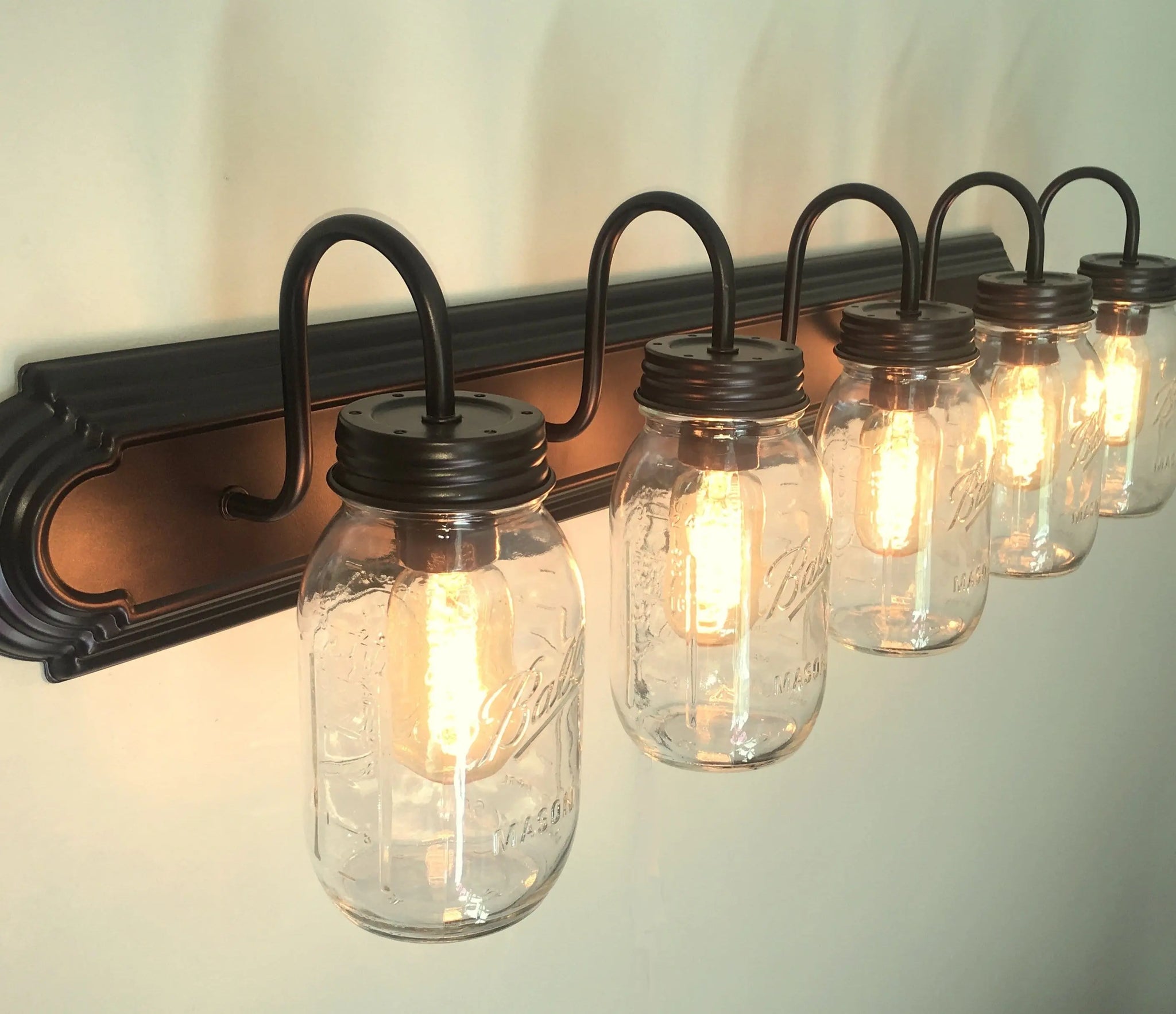 Mason Jar Bathroom Vanity 5Light Wall Sconce Fixture