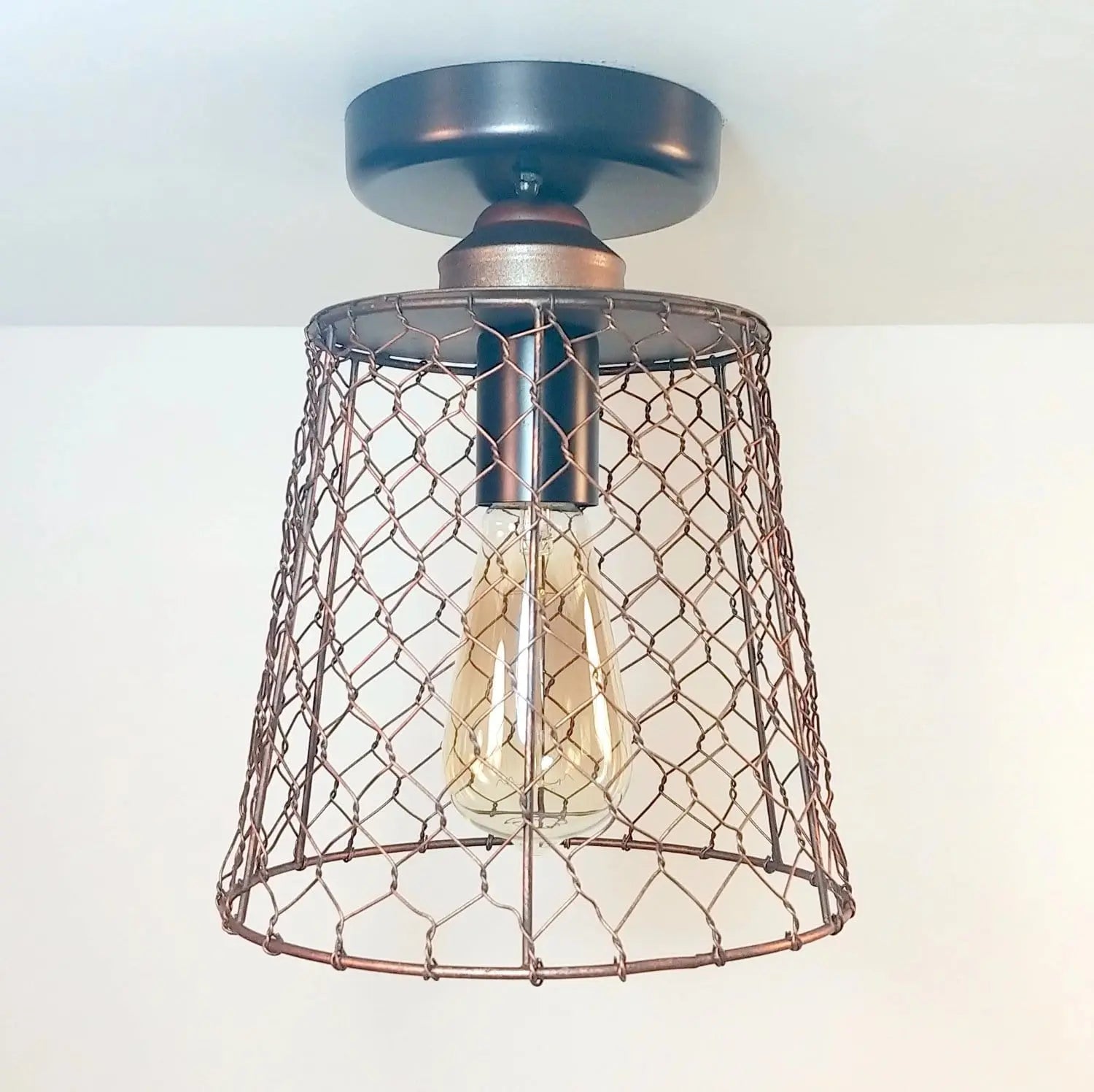 Chicken Wire Copper Tone Ceiling Light The Lamp Goods