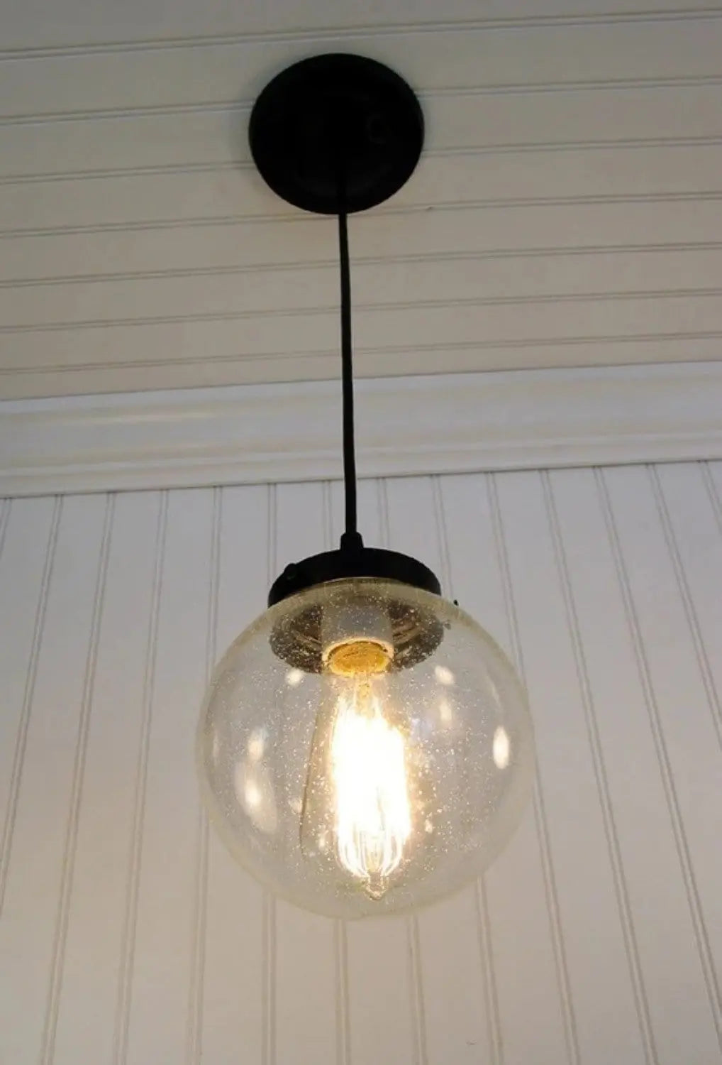 seeded glass globe pendant light