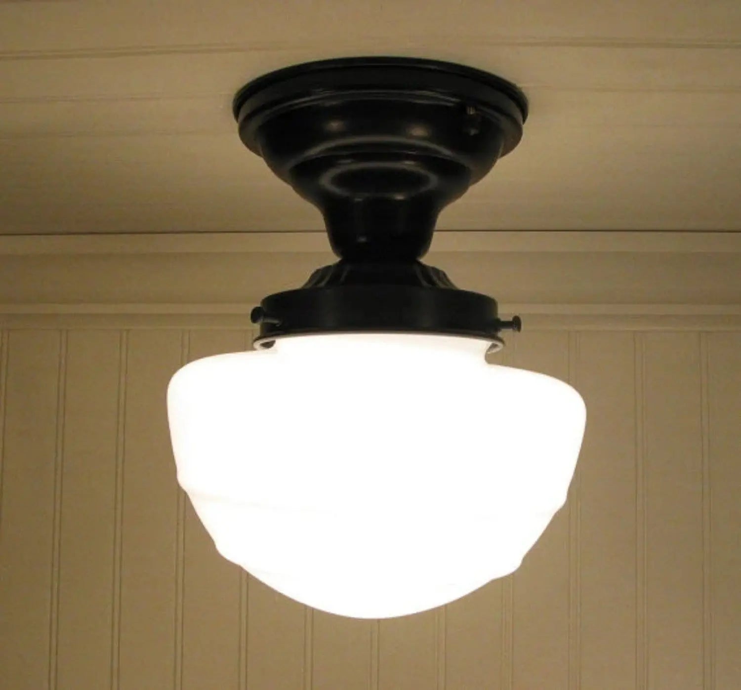 milk glass flush mount light fixture