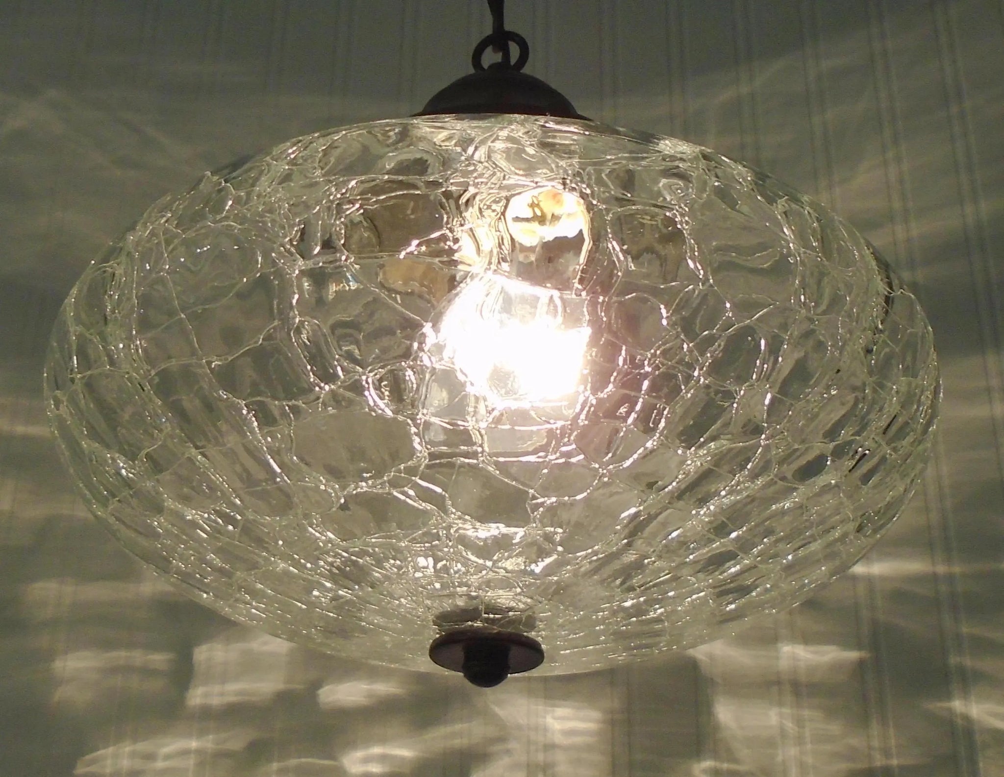 Large Mid Century Crackle Glass Pendant Light The Lamp Goods