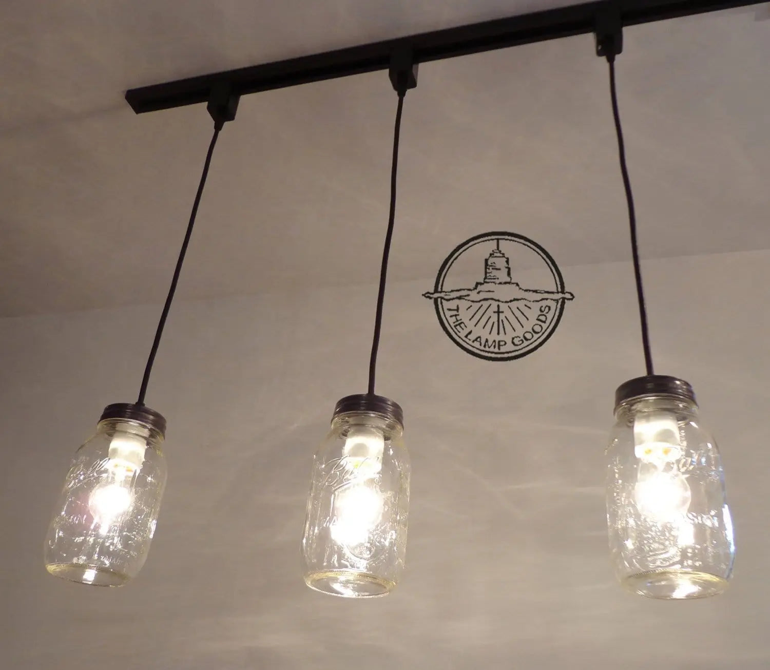 Mason Jar TRACK LIGHTING Pendant SINGLE New Quart - The Lamp Goods