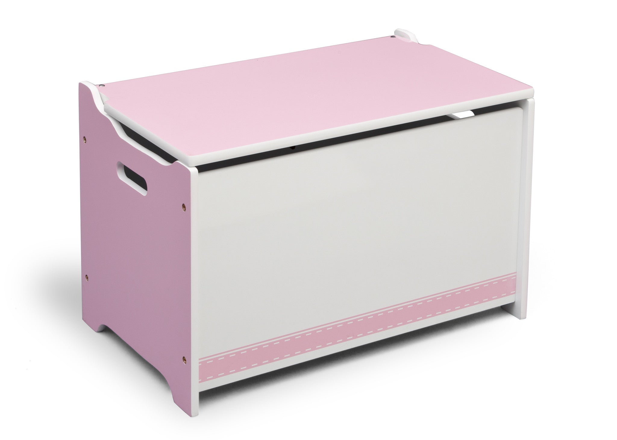 pink wooden toy chest