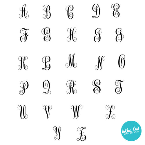 Download Curly Cursive Monogram Wall Decal Polka Dot Wall Stickers