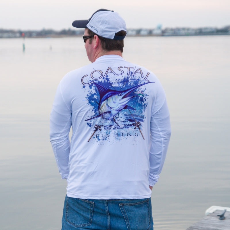 Coastal White Men's Long Sleeve QuickDry Fishing Shirt - Marlin ...