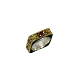 Tourmaline Silver & Gold Square Ring