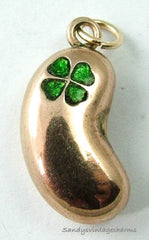 enamel gold lucky bean charm sandys vintage charms