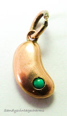 turquoise gold lucky bean charm sandys vintage charms