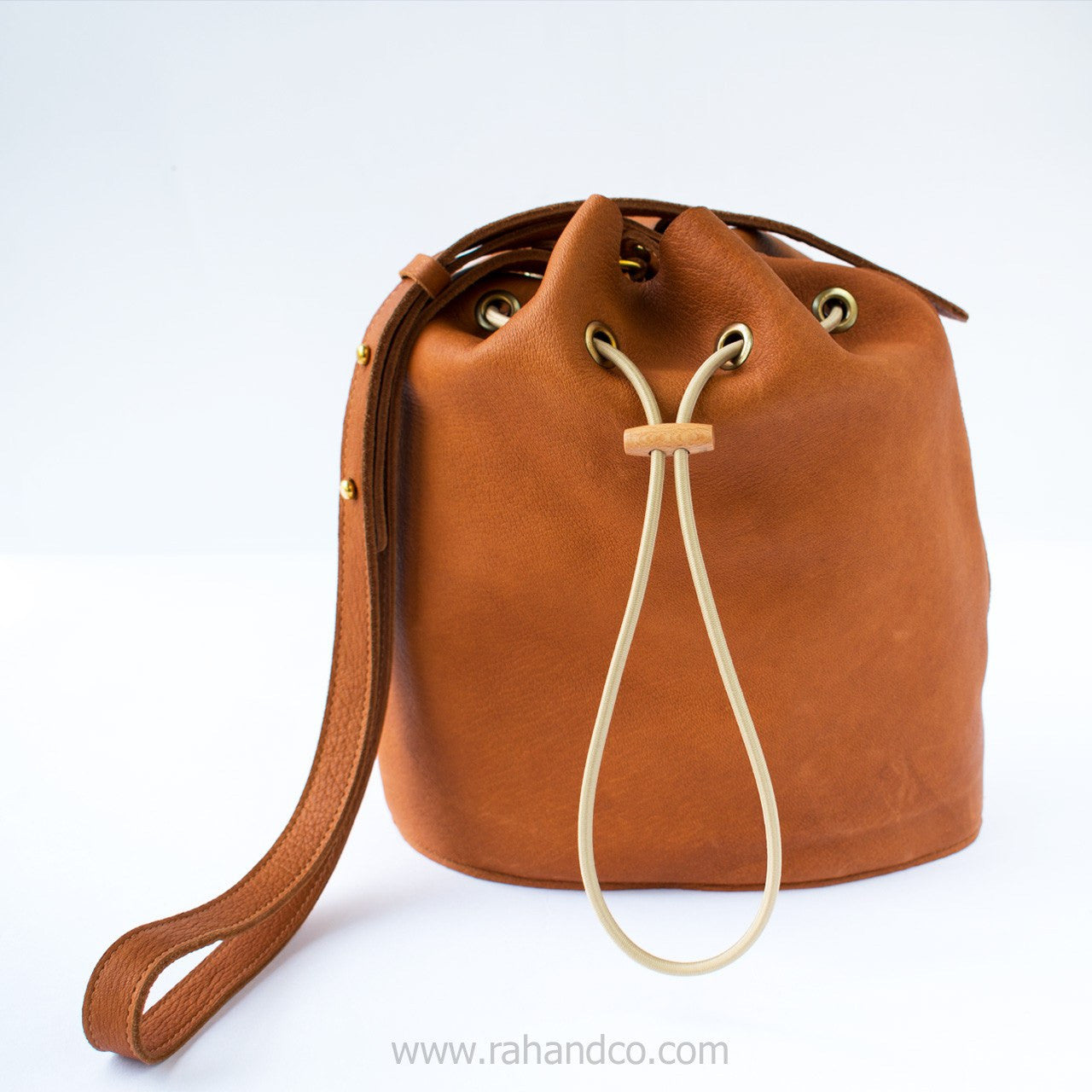 tan bucket bag