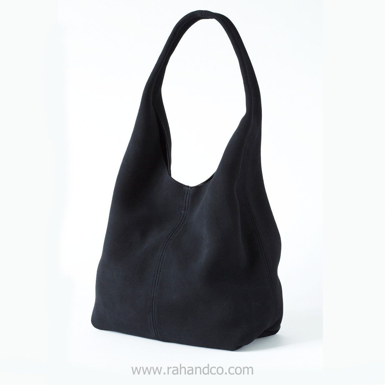 black suede hobo handbag