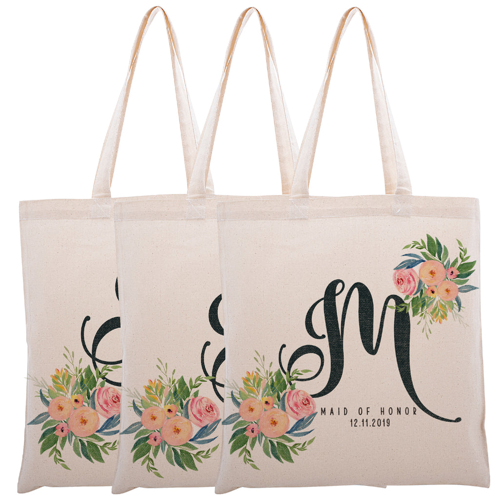 Zexpa Apparel Personalized Floral Initial Tote Bag Event Bachelorette Party  Baby Shower C05
