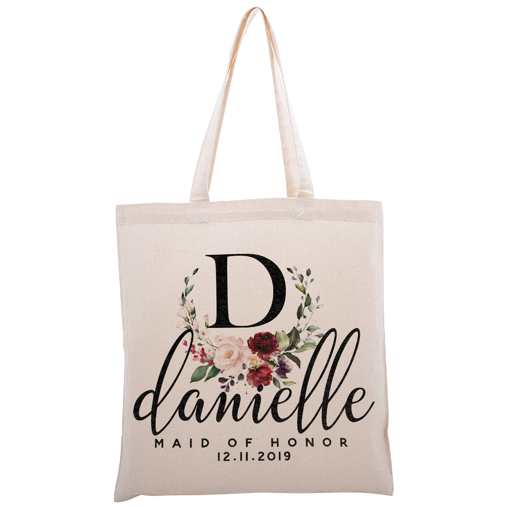 Zexpa Apparel Personalized Floral Initial Tote Bag Event Bachelorette Party  Baby Shower C05