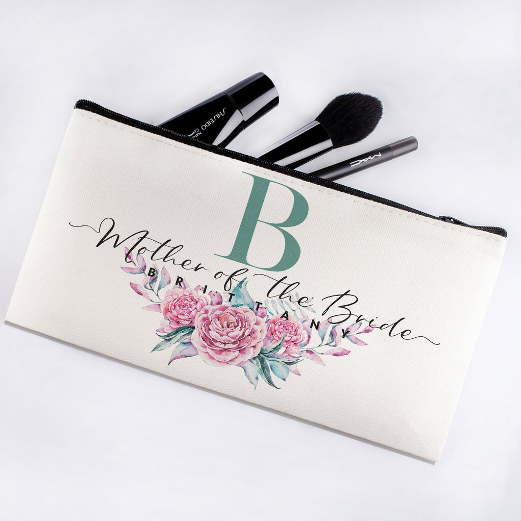 Drawn Together By Love Personalized Grey Makeup Bag