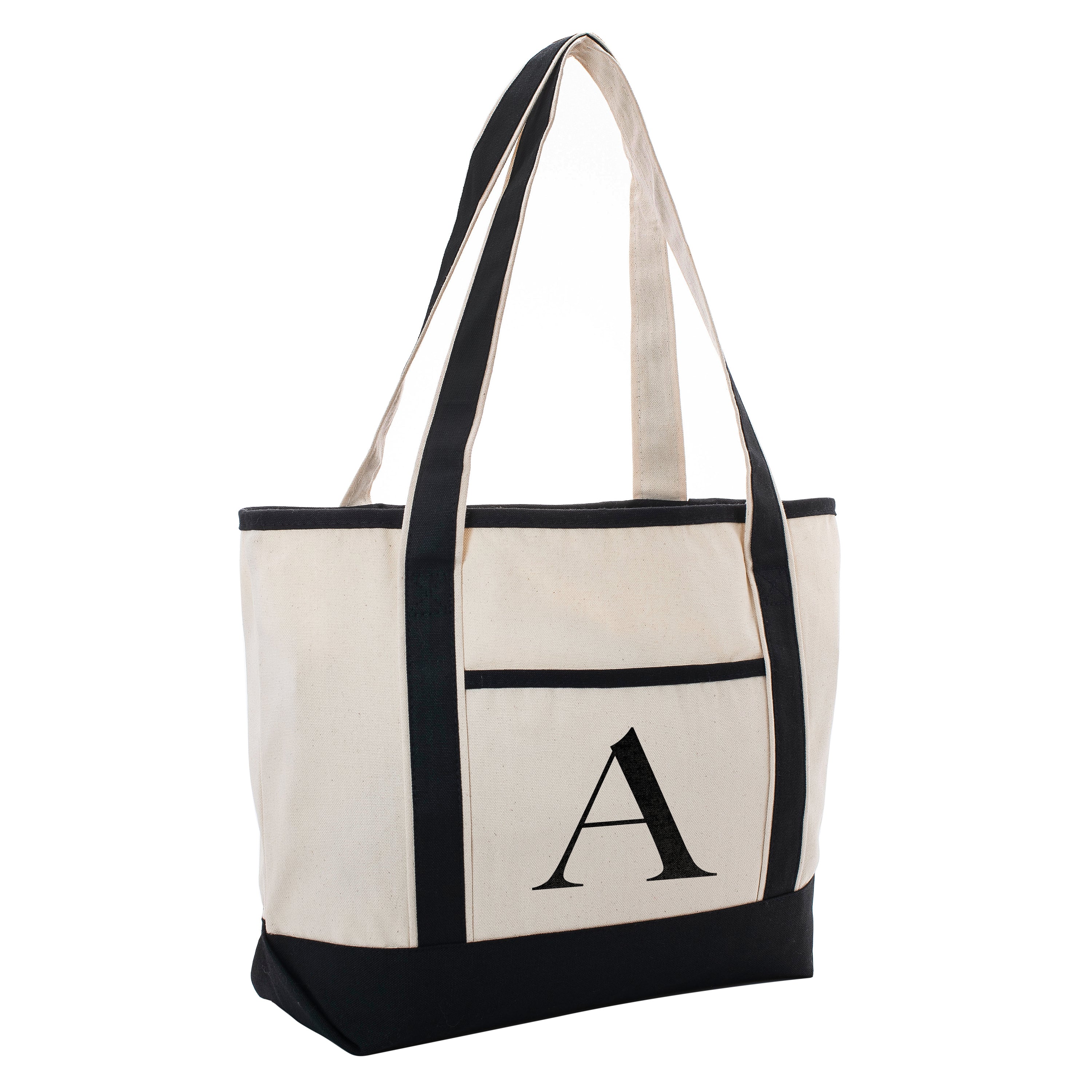 Black Linen Canvas Tote Bag With 