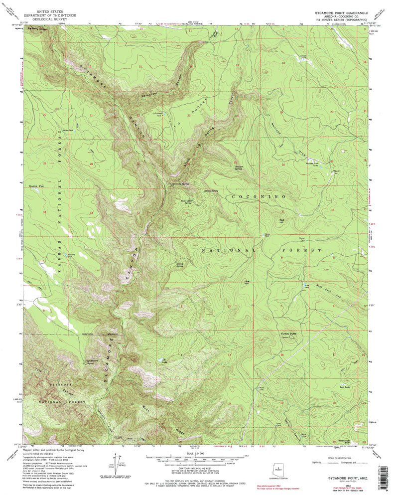 Sycamore Point, Arizona (7.5'×7.5' Topographic Quadrangle) | Wide World ...