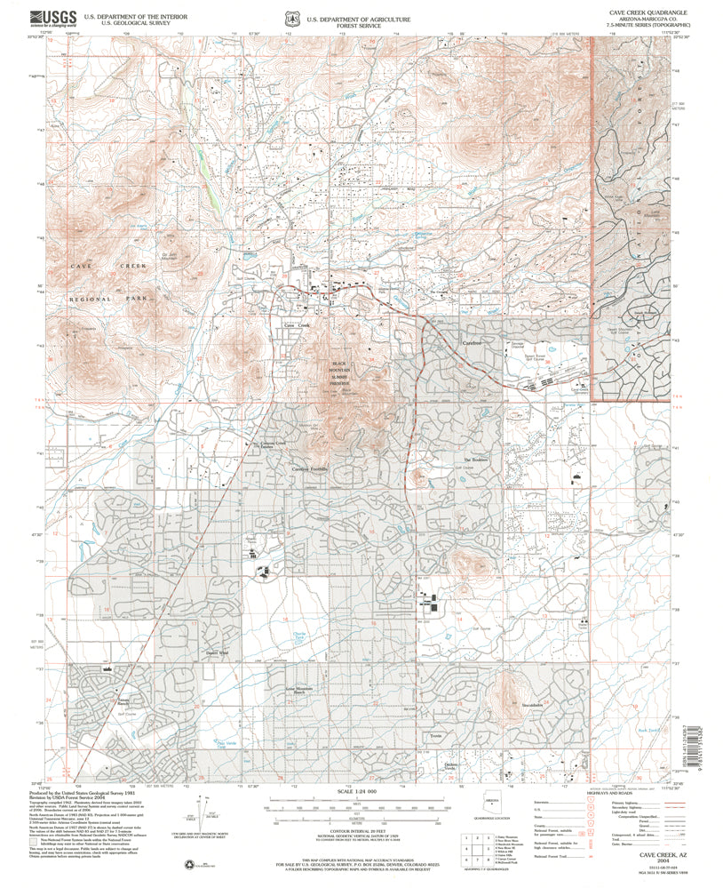 Cave Creek Arizona 2004 7 5 7 5 Topographic Quadrangle Wide   250 1024x1024 