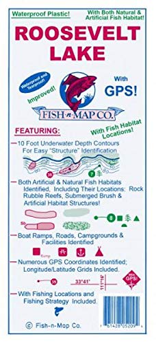 Fish N Map Company Roosevelt Lake With Gps! Improved! With Both Natural & Artificial Fish  Habitat Locations! Waterproof And Tearproof Plastic! | Wide World Maps &  More!