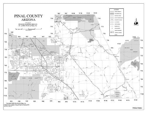 Pinal County, Arizona Notebook Map Gloss Laminated - 10 Count | Wide ...