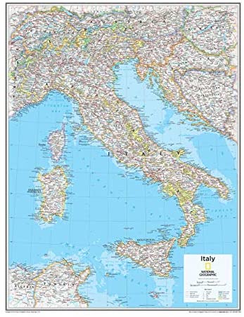 National Geographic Italy Clasic Wall Map 22 28 Inches Wide   51RzRqjuSOL. AC Grande 