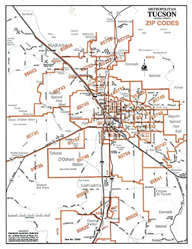 Tucson Zip Code Map 2020 Metropolitan Tucson Arterial Streets ZIP Code Zones Notebook Map 