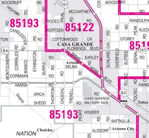 Arizona 5 Digit Zip Code Map Full Size Gloss Laminated Wall Map Wide