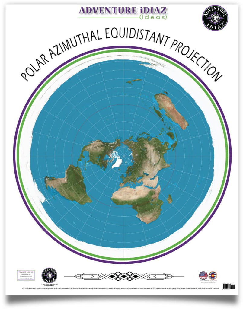 Polar Azimuthal Equidistant Projection Map of the Earth  Wide World Maps & MORE!