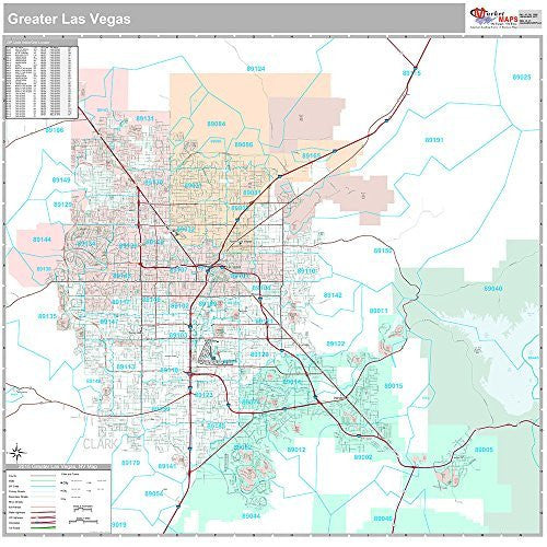 Greater Las Vegas, NV City Wall Map (Premium Style, 48x48 inches ...