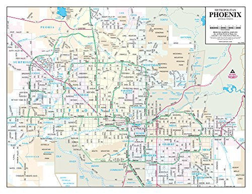 Metropolitan Phoenix Freeways & Highways Desktop Map Gloss Laminated ...