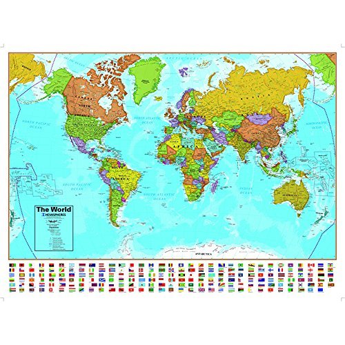 round world products world laminated map wide world maps