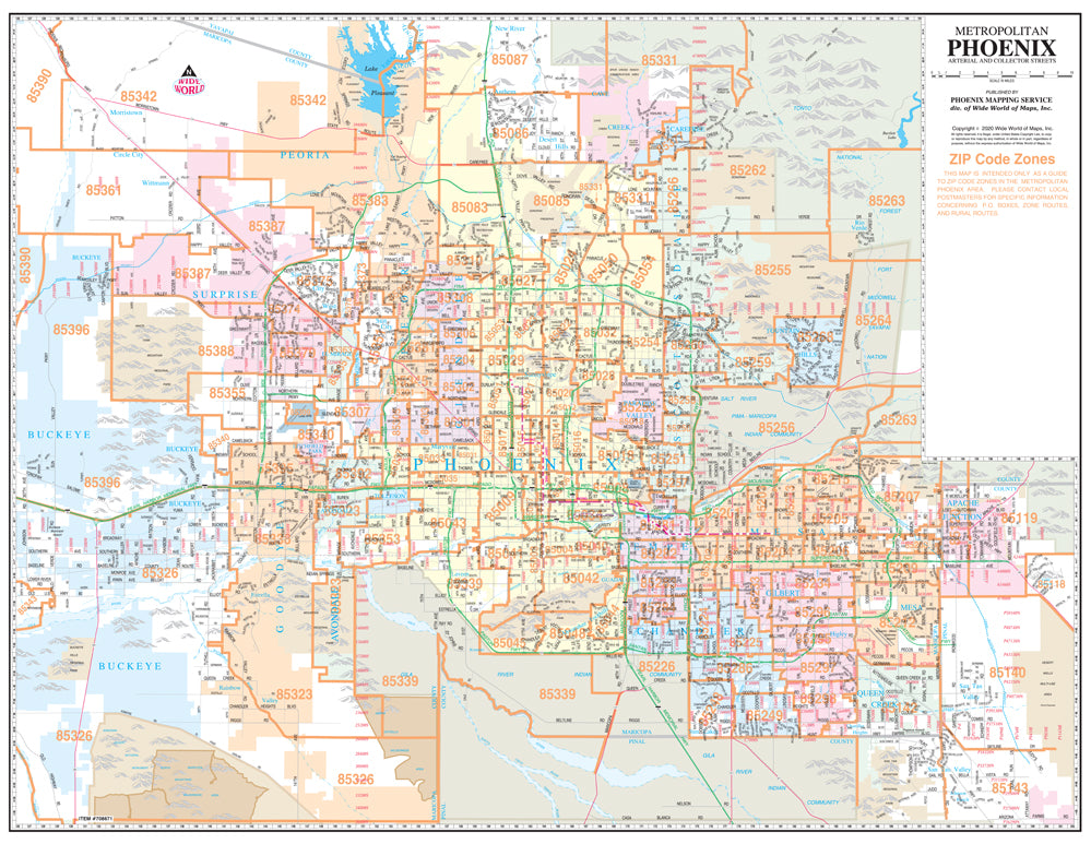 Metropolitan Phoenix Arterial And Collector Streets Jumbo Zip Wall Map