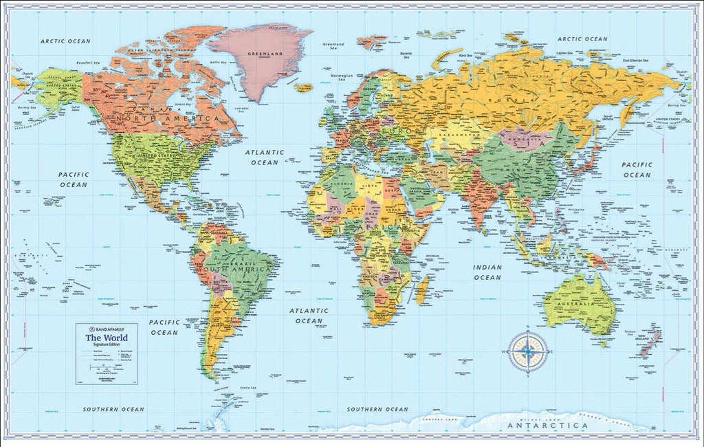 Rand McNally Signature World Wall Map - Dry Erase Ready-to-Hang | Wide ...