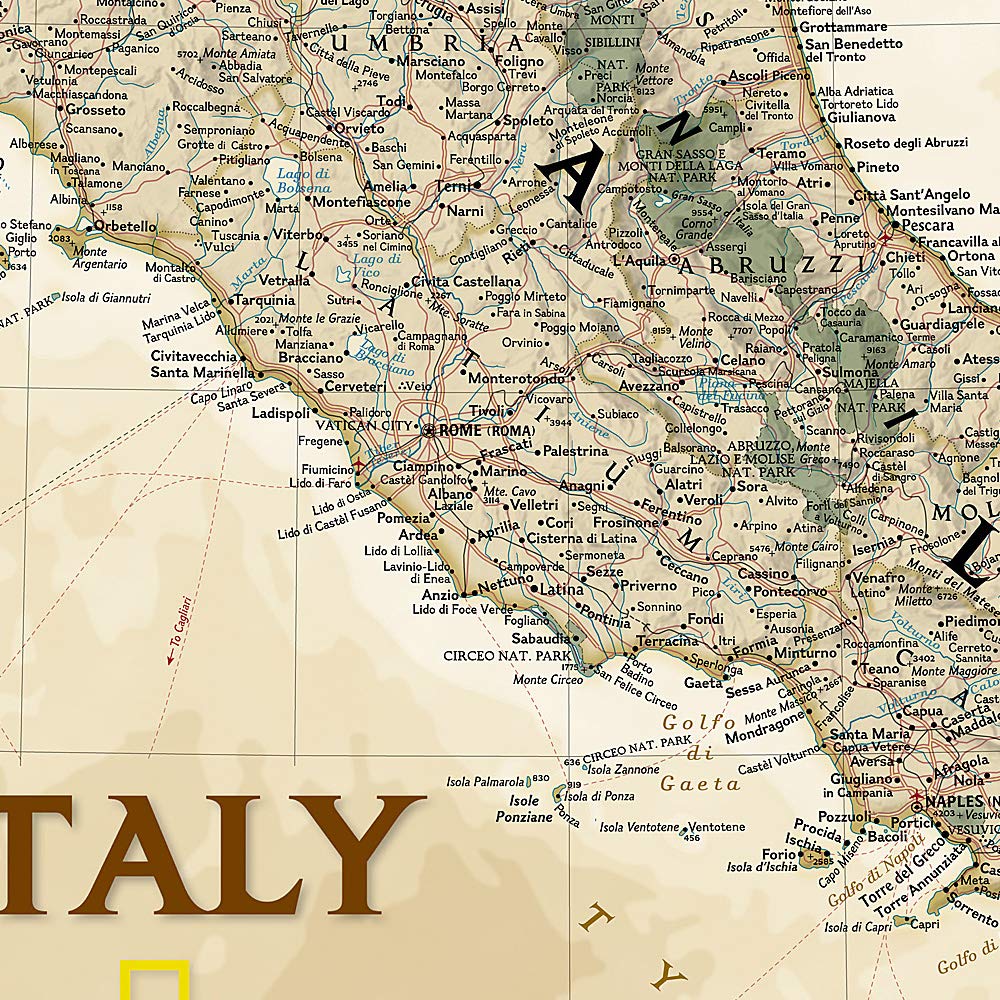 National Geographic Italy Executive Wall Map 23 25 34 25 Inches   81Vzd2sl1aL 1024x1024 